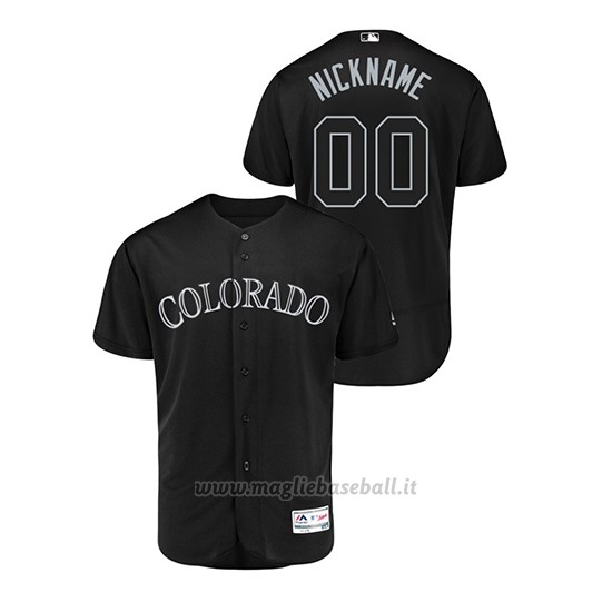 Maglia Baseball Uomo Col Orado Rockies Personalizzate 2019 Players Weekend Autentico Nero